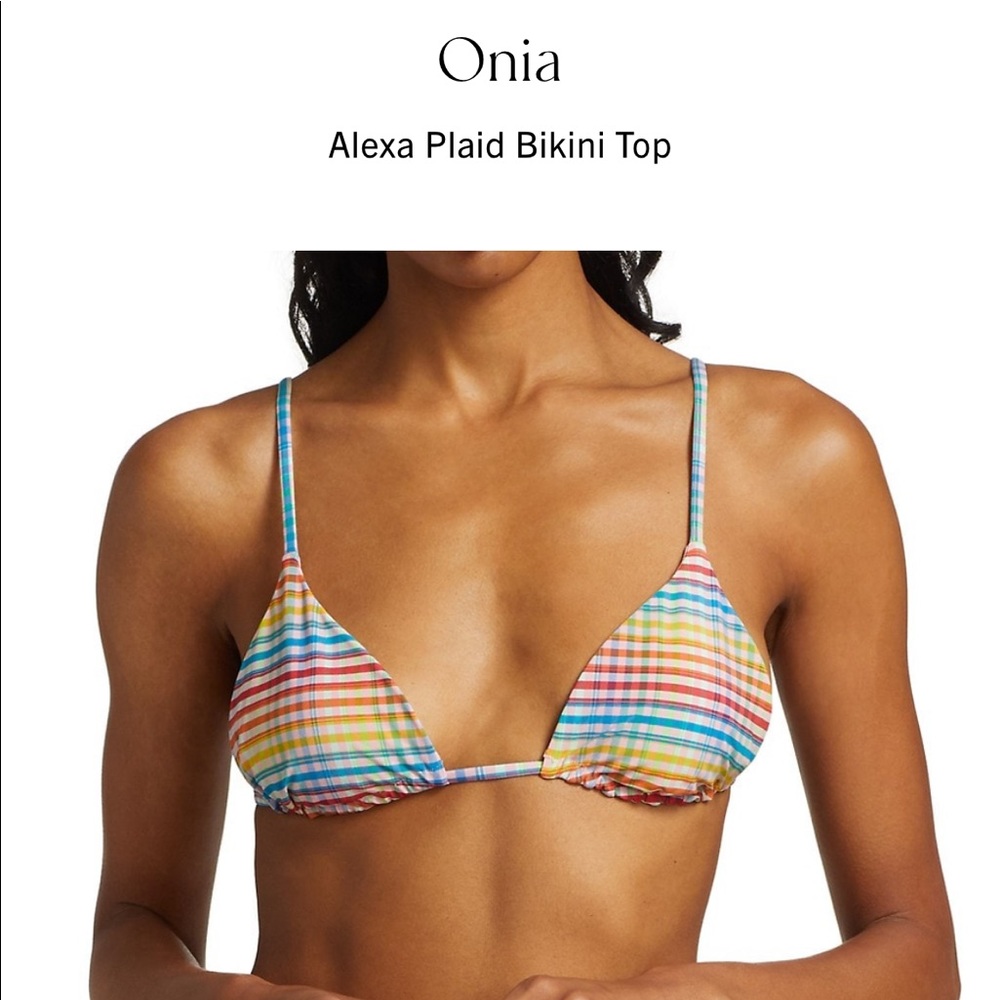 Onia Alexa Bikini Top in Conch Shank plaid